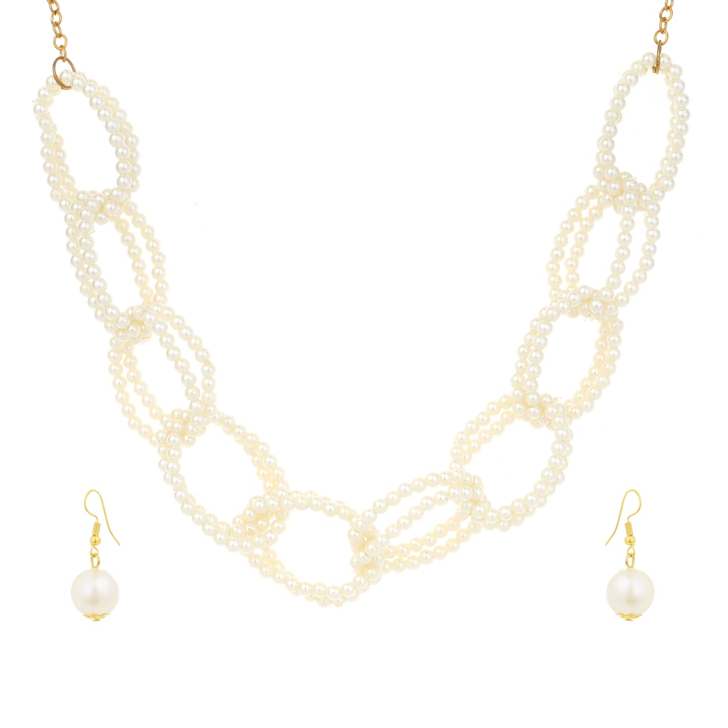 White Pearl Choker Necklace Set