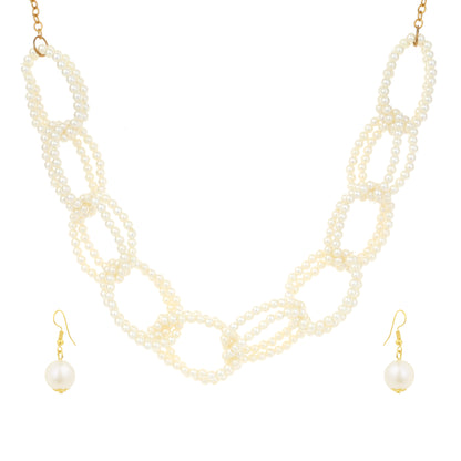 White Pearl Choker Necklace Set