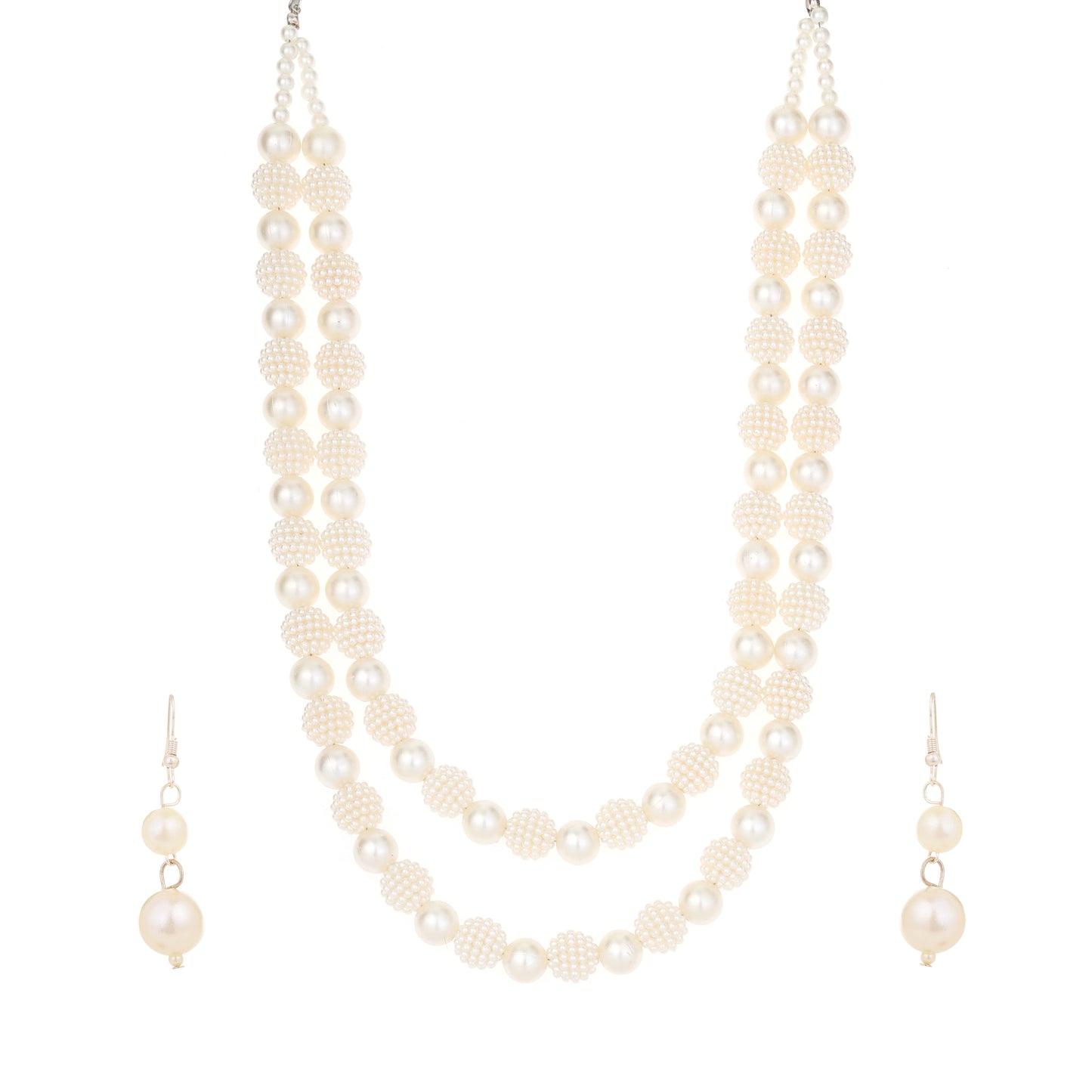 White Traditional Pearl Necklace Set