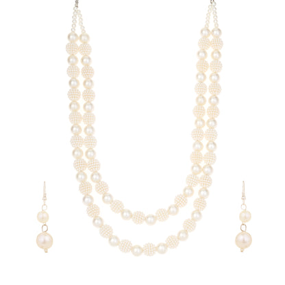 White Traditional Pearl Necklace Set
