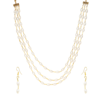 White Traditional Pearl Necklace Set