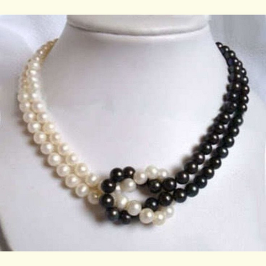Black and White Statement Necklace , black White wedding jewelry, black and white chunky knotted necklace, gift for mom, wedding bridal