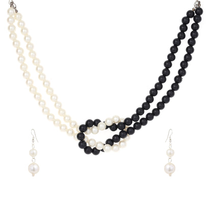 Black and White Statement Necklace , black White wedding jewelry, black and white chunky knotted necklace, gift for mom, wedding bridal