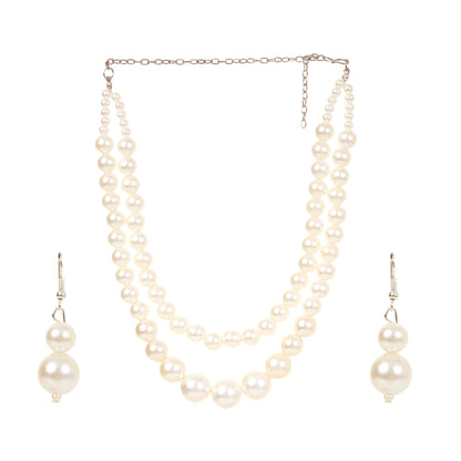 Luxury Bold Pearl Beads Statement Double Layered Necklace