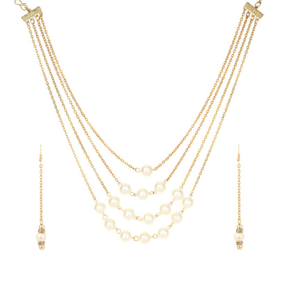 Traditional Pearl Necklace Set for women, 4 Lines