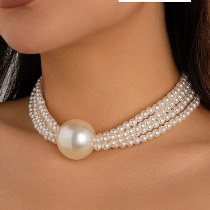White Pearl Necklace Set For Women