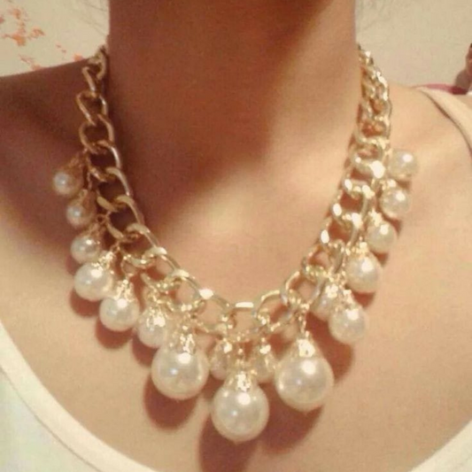 White Pearl Necklace Set Pearl Mala Set, Multi-lines