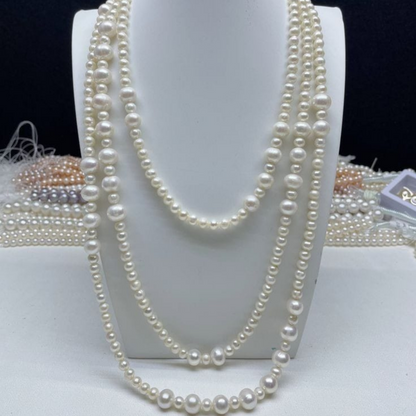 Three Laps Multi Strand Pearl Necklace Trendy Baroque Pearl Drop Victorian Style Choker