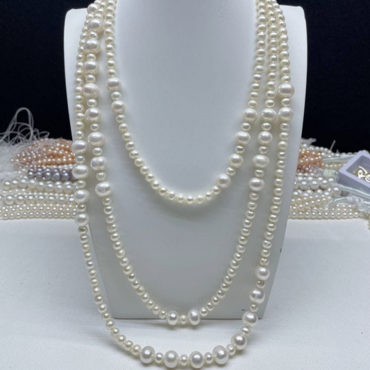 Three Laps Multi Strand Pearl Necklace Trendy Baroque Pearl Drop Victorian Style Choker