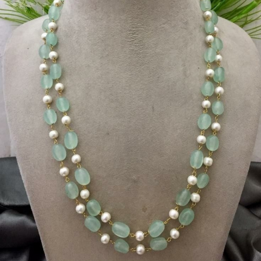 Mint Traditional Pearl Necklace Set