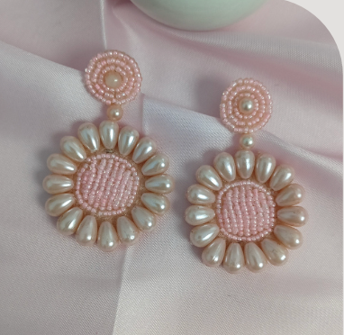 Elegant FLAWER Handmade Earring glass beaded work