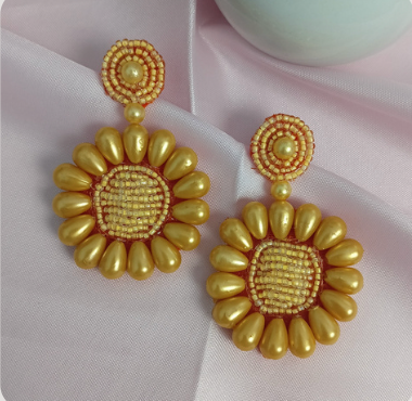 Elegant FLAWER Handmade Earring glass beaded work