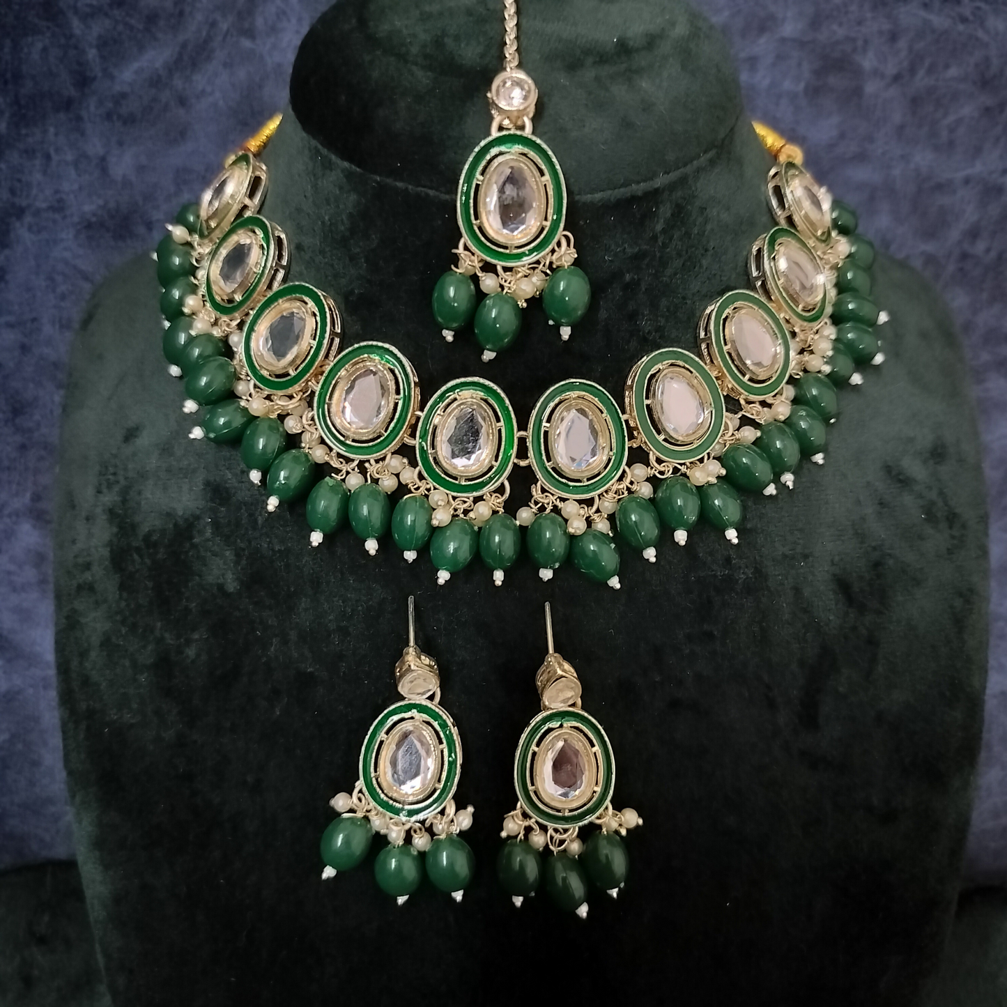 Bridal Choker Necklace & Earrings Set for Women and Girls Embellished with Kundan & Pearl