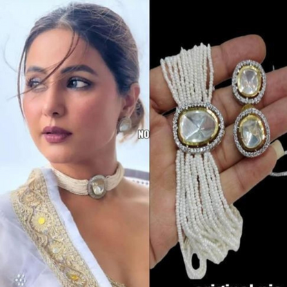 Gleaming Small Pearls Unique Jewellery Set