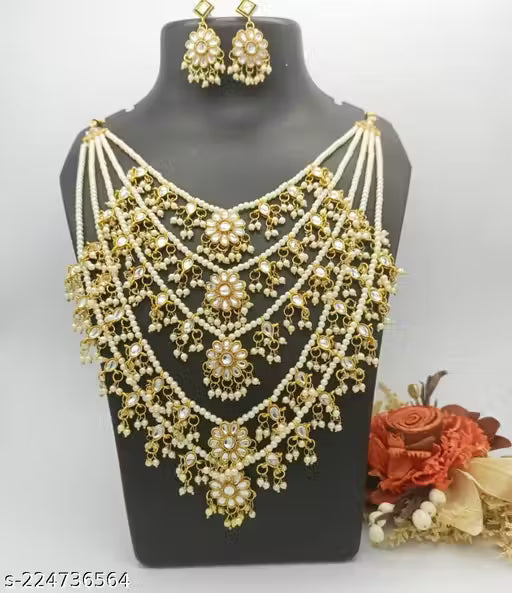 White 5 Line Jewellery Set