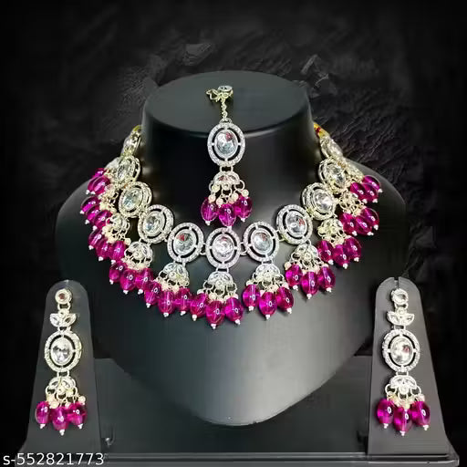 Fancy Necklace Set with earrings and mangtika women and Girl