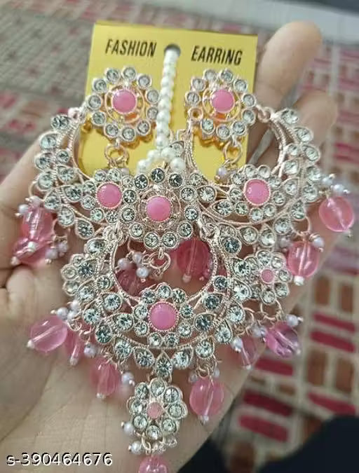 TYLISH KUNDAN CHOKER WEDDING PARTY TRADITIONAL BRIDAL NECKLACE JEWELLERY SET FOR WOMEN