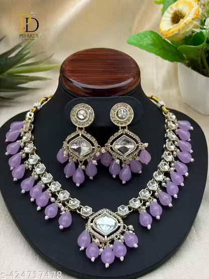 Premium Lavender Colour Choker Necklace Set For Women 🛍️ swatistore.com