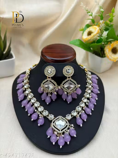 Premium Lavender Colour Choker Necklace Set For Women 🛍️ swatistore.com